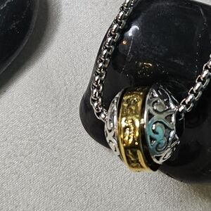 Silver & Gold Scripture Bead Pendant